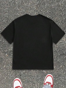 T-shirts noirs surdimensionnés pour hommes, coupe classique, personnalisables par l'usine de confection. F10 - Product Image 2