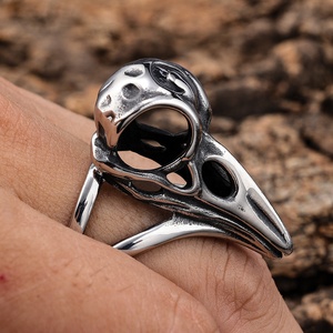 Cổ điển Norse Viking thép không gỉ Raven Crow Nhẫn Gothic <span class=keywords><strong>Odin</strong></span> Crow sọ chim động vật nhẫn cho nam giới phụ nữ - Product Image 4
