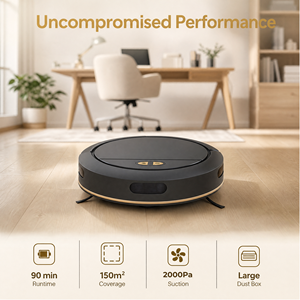 POB16SE Robot Vacuum Cleaner, 2000Pa Strong Suction, 3-in-1 Sweep & <b>Mop</b>, 90 Min Runtime Smart Home Cleaning Robot - Product Image 3