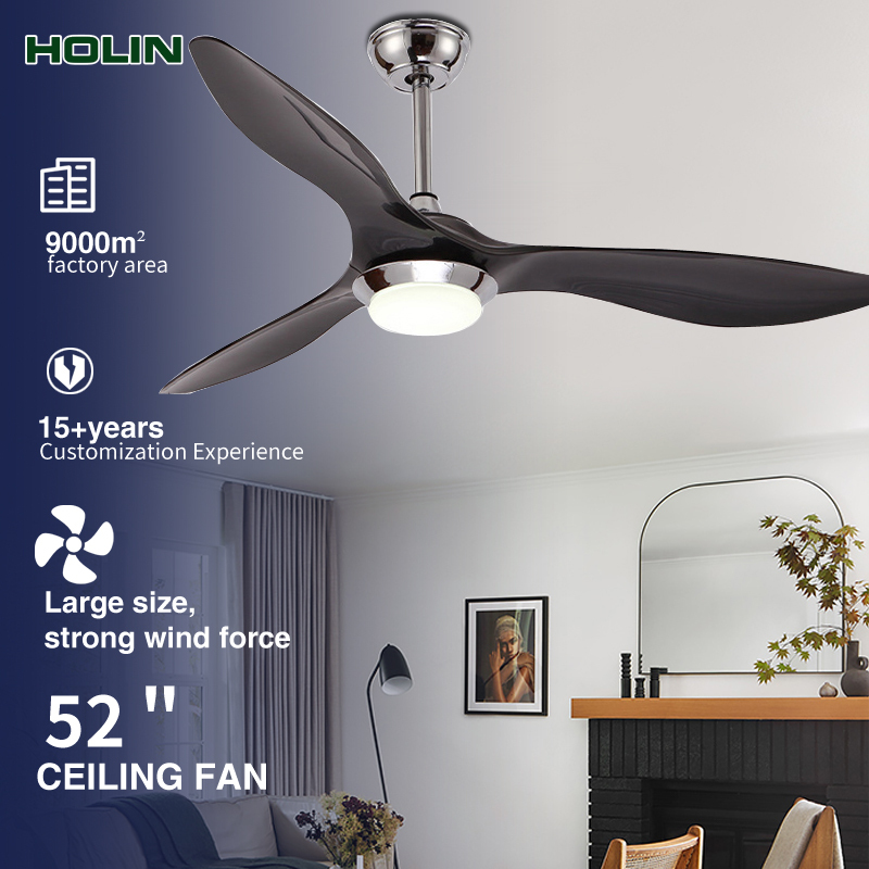 2026 Nordic Modern Cross Border New DC Motor 52 Inch Ceiling Fan Low Noise Remote Control LED Light
