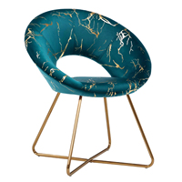 Luxuriöser Neuer Design-Sessel mit Goldenem Metallrahmen für Wohnzimmer, Samt-Akzentstuhl mit Mittlerer Rückenlehne