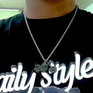 <b>Titanium</b> Steel Motorcycle Pendant Necklace Men's Retro Style <b>Chain</b> SP1035 Gift Jewelry - Product Image 4