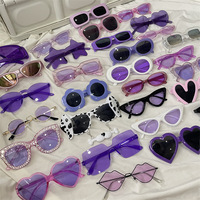 Lunettes de soleil violettes rétro à monture ronde pour hommes Lunettes anti-UV UV400 claires Visages carrés Lunettes sexy pour femmes