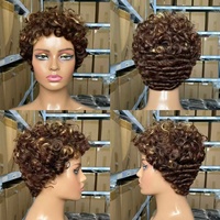 Nouveau design ombré # Perruque Bob bouclée ondulée couleur blonde 4/30, cheveux vierges 12A, perruque Lace Front