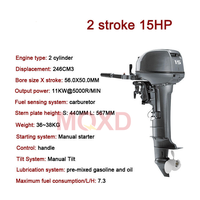 Moteur hors-bord 4 temps de haute qualité 15 CV, moteur de bateau à faible consommation de carburant pour bateaux de pêche