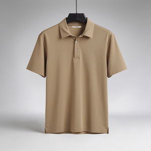 Polo élégant et polyvalent pour homme, beige doré, coupe classique, 250 GSM, vêtement de mode - Product Image 1
