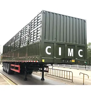 CIMC华军军绿色型半卡车拖车带栅栏和篷布运输重型设备60吨Ce