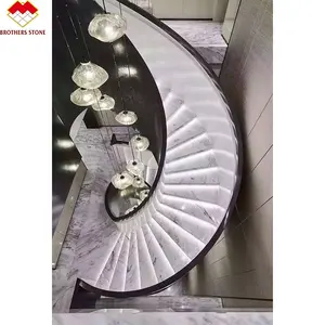 Marble Stairs White Natural White Marble Staircase Stone Marble Non Slip Steps For Stairs And Risers