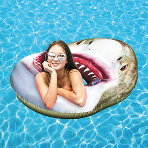 Inflatable Shark Mouth Swimming Ring 120Cm Adult Water Float With Cup Hole PVC Material Pool Lounger Floats - Product Image 3