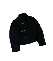 Veste de travail vintage en métal noir à boucles pour homme, style pêcheur, streetwear, veste bomber