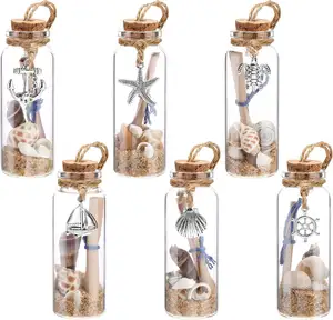 Mini messaggio di conchiglia di sabbia oceano barattolo di vetro nautico piccola bottiglia di vetro spiaggia ornamenti decorazione per l'estate Souvenir regalo artigianale