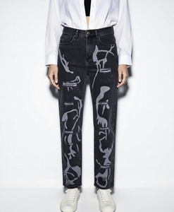 Jean taille haute décontracté pour <span class=keywords><strong>femme</strong></span> Wangsheng, coupe classique, délavé vintage, déchiré, avec poches zippées, en denim extensible et respirant, style crayon - Product Image 5