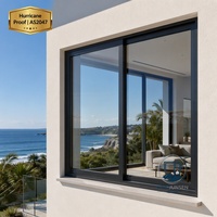 Ventana Corredera Horizontal Moderna AS2047 de Doble Acristalamiento de Aleación de Aluminio con Vidrio Resistente a Huracanes para Exteriores de Villas Costeras