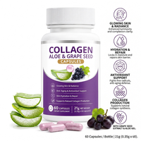Capsules de collagène à l'aloe vera et aux pépins de raisin, hydratation de la peau, anti-âge, complément beauté pour une peau éclatante, soutien antioxydant, OEM/ODM