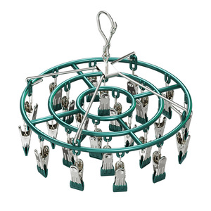 Plastic Coated Round Sock Rack With 24 <b>Clips</b> Multi Functional Clothing Organizer For Home Use - Product Image 2