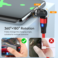 Câble de Données Magnétique Rotatif 540° en Nylon Universel 3 en 1 USB-C Vers USB-C / Lightning / Micro USB à Recharge Rapide 3A et 60W