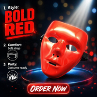 Masque de fête pour adulte Ghostface en plastique pour Halloween et remise de diplôme - Design amusant