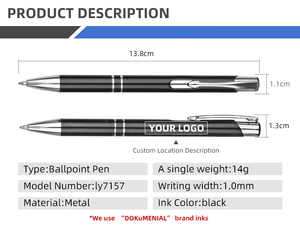 Promoción de Bolígrafos Personalizados con Grabado Láser, Bolígrafos Metálicos de 1.0 mm con Punta de Bola Amarilla, Logotipo Personalizado, Venta al Por Mayor - Product Image 3