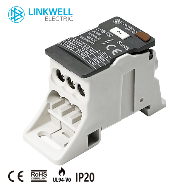 Transparent Cover Power Distribution Terminal Blocks 160A Current Rating 6-Pole IP20 Protection Industrial Use Connector for