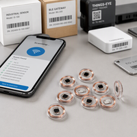 Carte de contrôle d'accès RFID ronde 13,56 MHz, étiquette NFC en époxy transparente, disque de 15 mm, étanche, emballage personnalisé pour badge ou jeton
