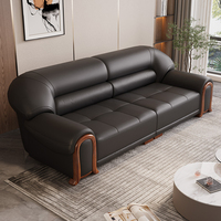 Ensemble de canapés en cuir de luxe moderne, canapé droit de luxe pour bureau, villa, salon, chambre à coucher, hôtel, cadre en bois, canapé modulaire sectionnel