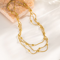 Ensemble de bijoux pour femmes en acier inoxydable plaqué or 18 carats, bracelet/collier multi-rangs en corde N557