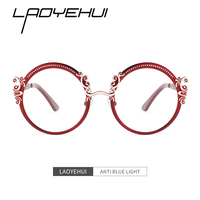 Décoration florale Lunettes rondes en métal pour femmes Montures optiques Lunettes avec matériau Gafas Para Mujer