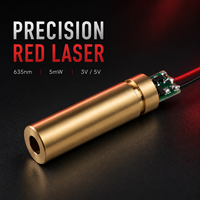 Module laser point rouge 635nm 5mW, tête en laiton mini 7.5x23.5mm, source lumineuse photoélectrique DC 3V 5V, localisateur de positionnement pour DIY OEM