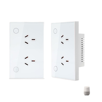 Prise murale intelligente avec ports USB, 2 prises, panneau en verre trempé, contrôle Wi-Fi, usage résidentiel