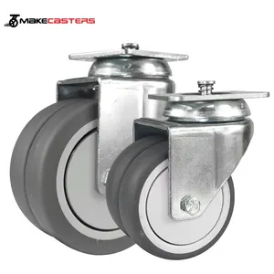 Airport Dining Cart Caster Wheels Swivel Wheels Center Locking Casters Brake 2 Twin Wheel Casters Dual 4 inch 3 inch TPR