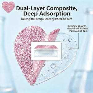 Patchs hydrocolloïdes anti-acné en forme <span class=keywords><strong>de</strong></span> cœur pêche rose scintillant, patchs invisibles multicolores en forme <span class=keywords><strong>de</strong></span> cœur pêche, ornés <span class=keywords><strong>de</strong></span> patchs anti-acné étincelants - Product Image 4