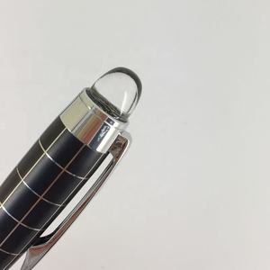 ACMECN काले चेकर धातु कलम चढ़ाना चांदी ट्रिम मोड़ वापस लेने योग्य Ballpoint कलम क्रिस्टल कस्टम लोगो धातु बॉल पेन - Product Image 4