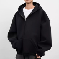 Sweat-shirts à capuche zippés surdimensionnés en coton épais 450 g/m² avec broderie 3D personnalisée et couche d'air