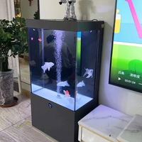 Aquarium carré de luxe de grande taille, nouveau design, en verre, pour poissons rouges, avec pierres à bulles, pour salon, à poser au sol ou à fixer au mur