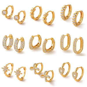 2025 Oro Joyeria 18k Plaqué Or Petite Rose En Gros Huggie Boucles D'oreilles Femmes Bijoux avec Zircon Designs Bijoux Modèles pour Femme - Product Image 2