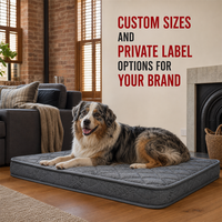 Matelas orthopédique pour chien sur mesure OEM, gris matelassé, avec housse imperméable et options de marque privée