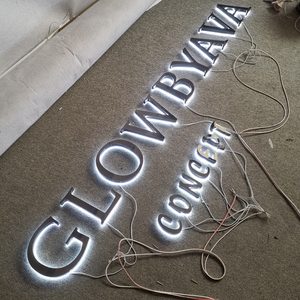 Enseignes rétroéclairées d'extérieur personnalisées avec logo mural en métal 3D Led Halo Enseigne éclairée par des lettres Led avec éclairage latéral Lettre <span class=keywords><strong>de</strong></span> canal - Product Image 4