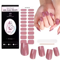 Meilleure Vente Autocollants d'Ongles en Gel Sans HEMA à Logo Personnalisé, Nouvelles Couleurs Unies, Wraps d'Ongles en Gel Semi-Polymérisés, 20 Bandes d'Ongles en Gel