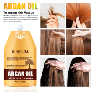 Binefull salón profesional queratina aceite de argán mascarilla para el cabello Etiqueta Privada reparación colágeno crema tratamiento para cabello rizado - Product Image 1