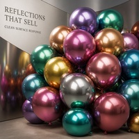 Ballon en latex métallisé chromé brillant de 12 pouces, haute qualité, vente en gros, pour décorations de fête d'anniversaire, de mariage, de remise de diplôme