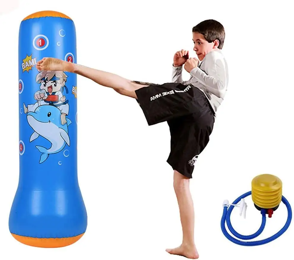 كيس ملاكمة، حقيبة ثقب قابلة للنفخ مصنوعة من كلوريد البولي فينيل وهي مجموعة من ألعاب الأطفال ويمكن ارتدادها بسرعة