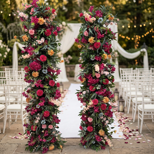 Camino de Mesa de Flores Artificiales de Seda Hechas a Mano LEDA, Color Personalizado, Arreglo Floral para Bodas, Camino de Mesa para Decoración del Día de la Madre - Product Image 1