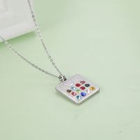 Myshape Collier Pendentif en Acier Inoxydable avec 12 Pierres de Naissance en Strass, Amulette Porte-Bonheur Hébraïque, Pendentif Motif Tribes Juives