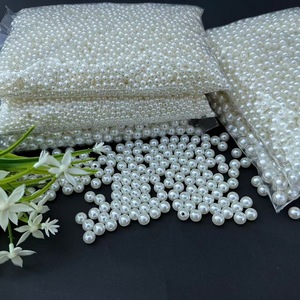خرز لؤلؤي من البلاستيك ABS مع ثقب، خرز لؤلؤي دائري فضفاض لصناعة المجوهرات وإكسسوارات الحرف اليدوية - Product Image 1
