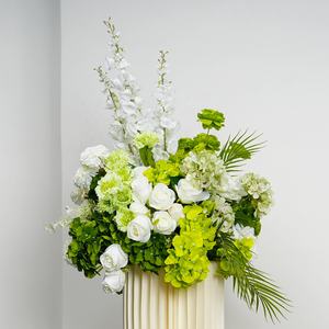 ชุดดอกไม้ประดิษฐ์สีเขียวใช้สำหรับตกแต่งเวทีงานแต่งงานพื้นหลัง - Product Image 2