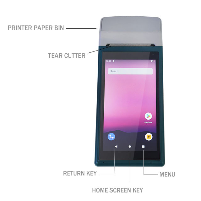 Portable Android 4G NFC Handheld POS Machine with 58mm Thermal Label Printer Wireless Mobile POS Terminal for Retail Restaurant