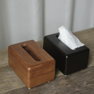 Caja de pañuelos de bambú con asa, forma rectangular, para sala de té, caja de almacenamiento estilo Zen chino retro, pañuelos extraíbles - Product Image 3