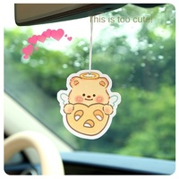 Diffuseur de parfum pour voiture Butter Bear, film absorbant en coton, papier pour rétroviseur, design de dessin animé mignon, parfum multi-choix, aromathérapie