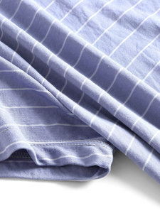 Venta al por mayor 2020 O cuello Loungewear camisetas de alta calidad a rayas de manga corta estampado pijamas de tela suave de talla grande ropa de dormir térmica - Product Image 5