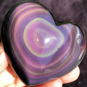 Vente en gros d'objets artisanaux en cristal naturel de haute qualité, cœur en obsidienne arc-en-ciel, pour la décoration de la maison - Product Image 4